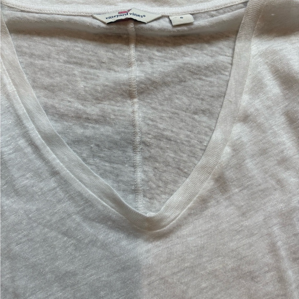 Vineyard Vines Linen White Short Sleeve Tee, Sz Small Unused - Picture 7 of 8
